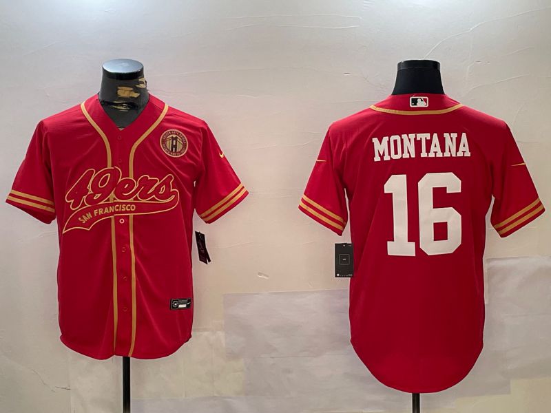 Men San Francisco 49ers #16 Montana Red Joint Name 2024 Nike Limited NFL Jersey style 12093->san francisco 49ers->NFL Jersey